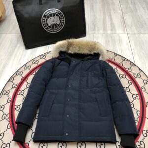Canada Goose Carson Navy Blue/Red Label With Fur Down Jacket (14 Style Jacket)