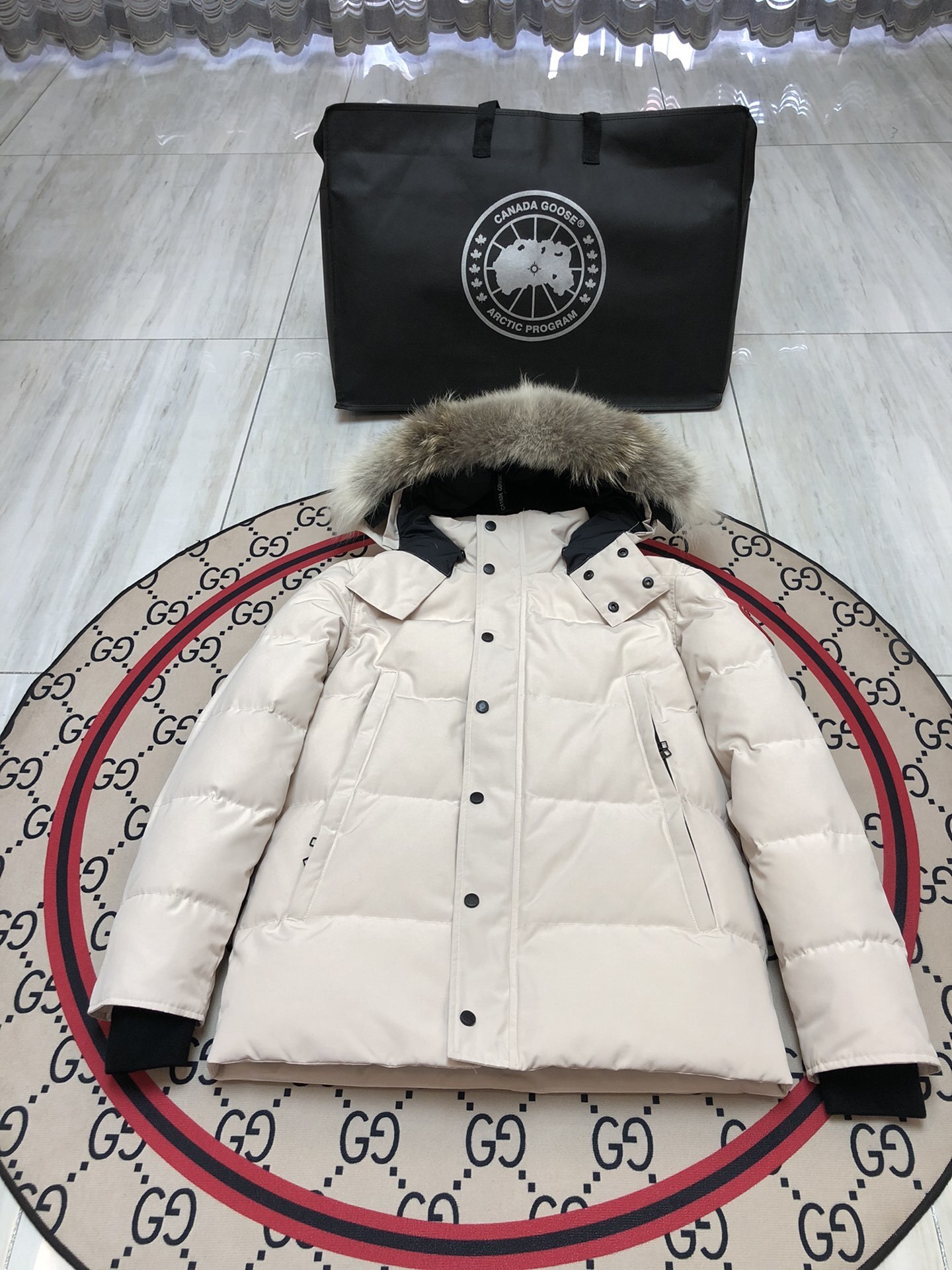 Canada Goose Wyndham Parka White/Red Label With Fur Down Jacket (29 Style Jacket)