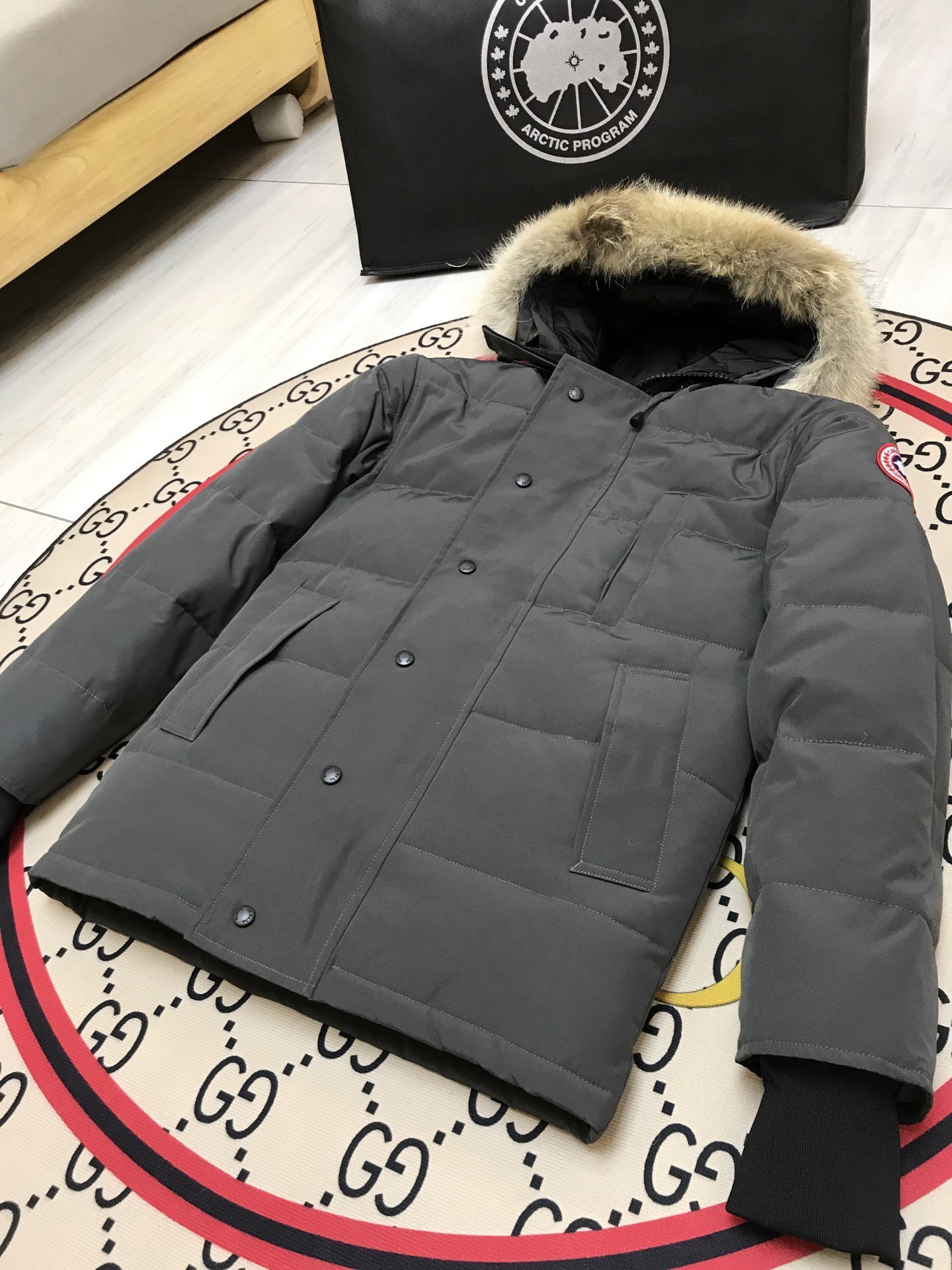 Canada Goose Carson Gray/Red Label With Fur Down Jacket (14 Style Jacket) - Image 4