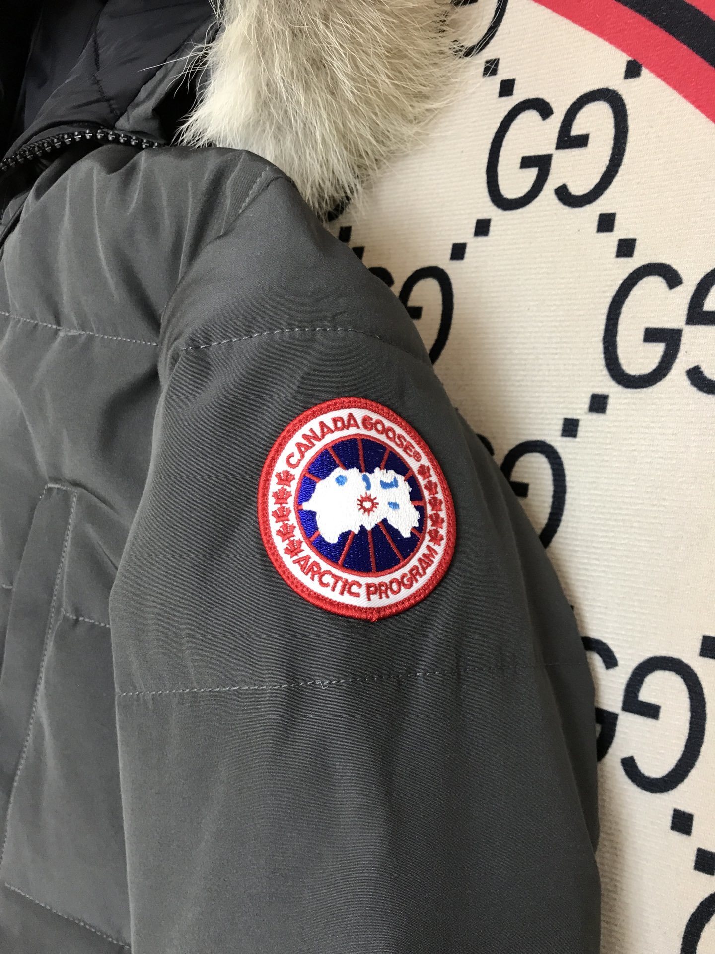 Canada Goose Carson Gray/Red Label With Fur Down Jacket (14 Style Jacket) - Image 5